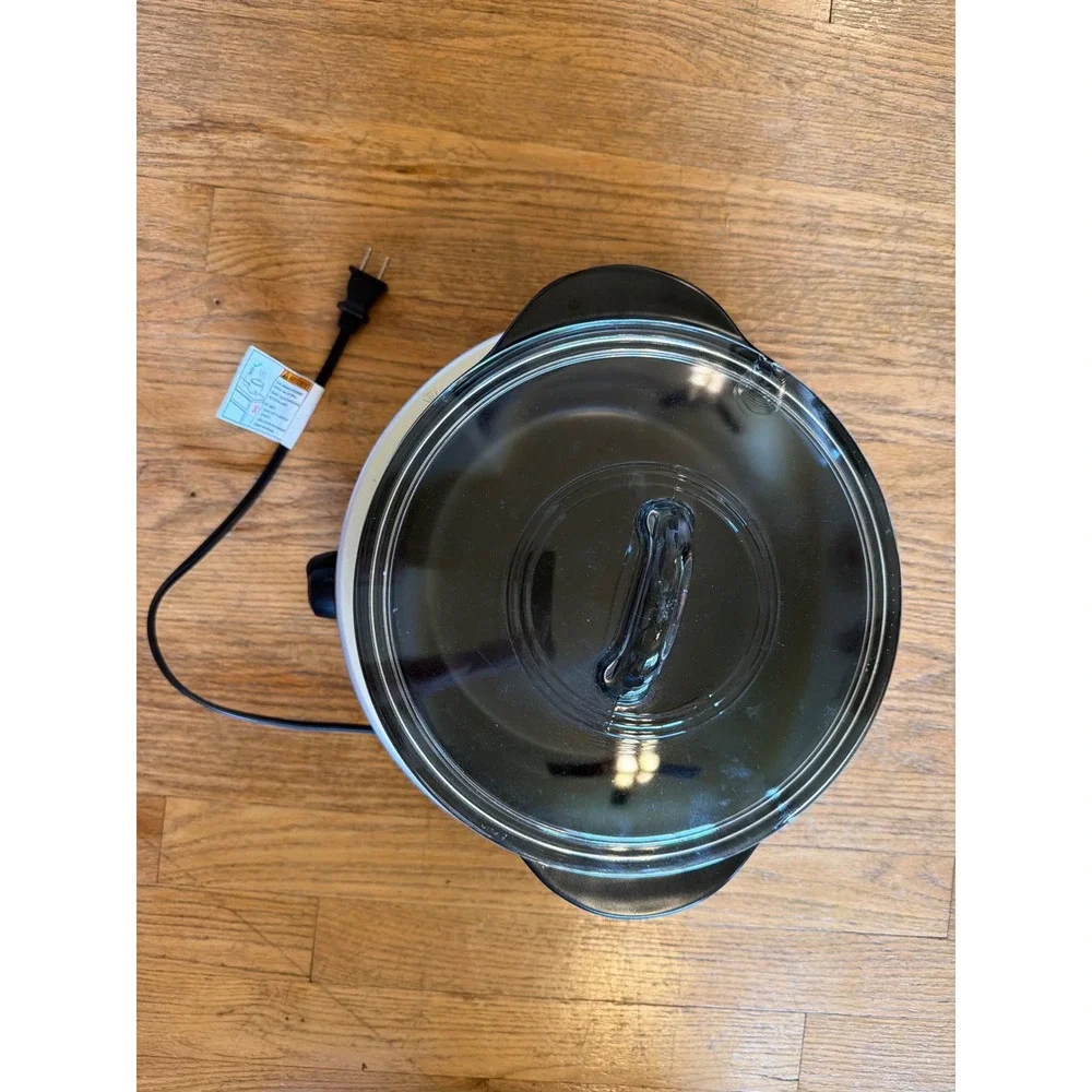 Pampered Chef Rockcrok 4 Qt Dutch Oven with Slow Cooker Stand Silver Black FLAW